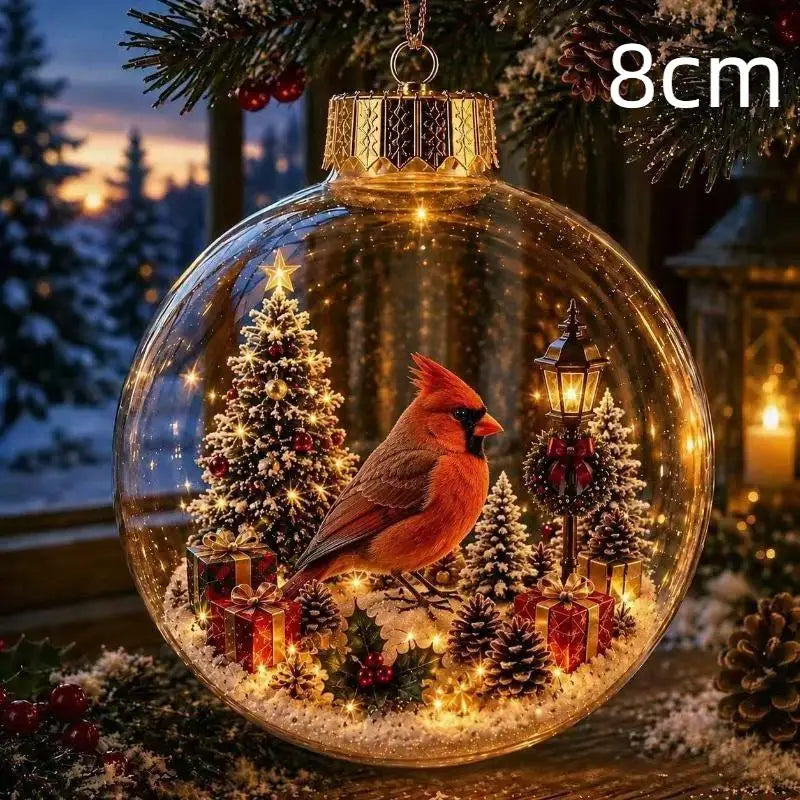 LED Luminous Christmas Crystal Ball Ornament – Santa & Snowman