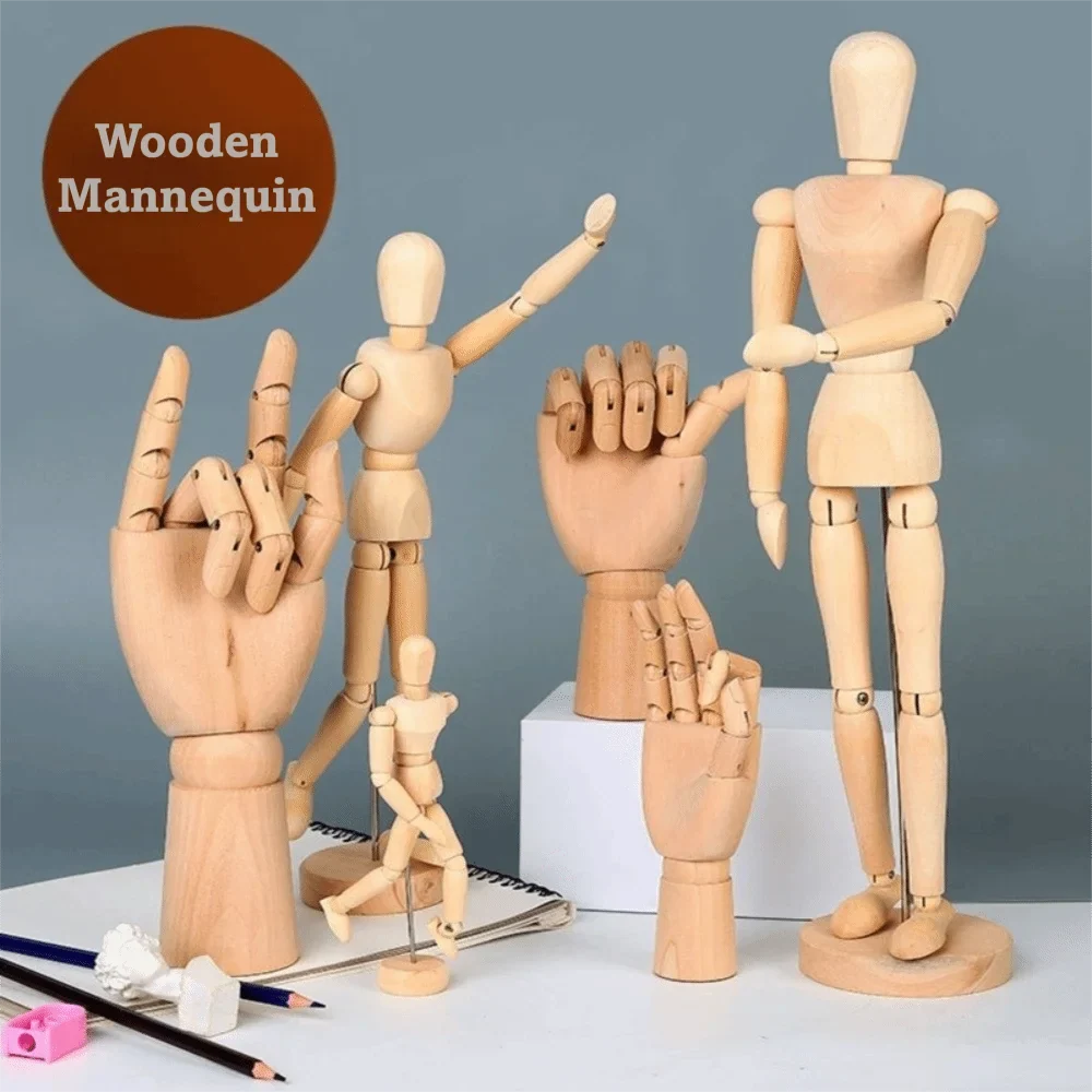 Poseable Wooden Artist Mannequin – Multiple Sizes Drawing Figure