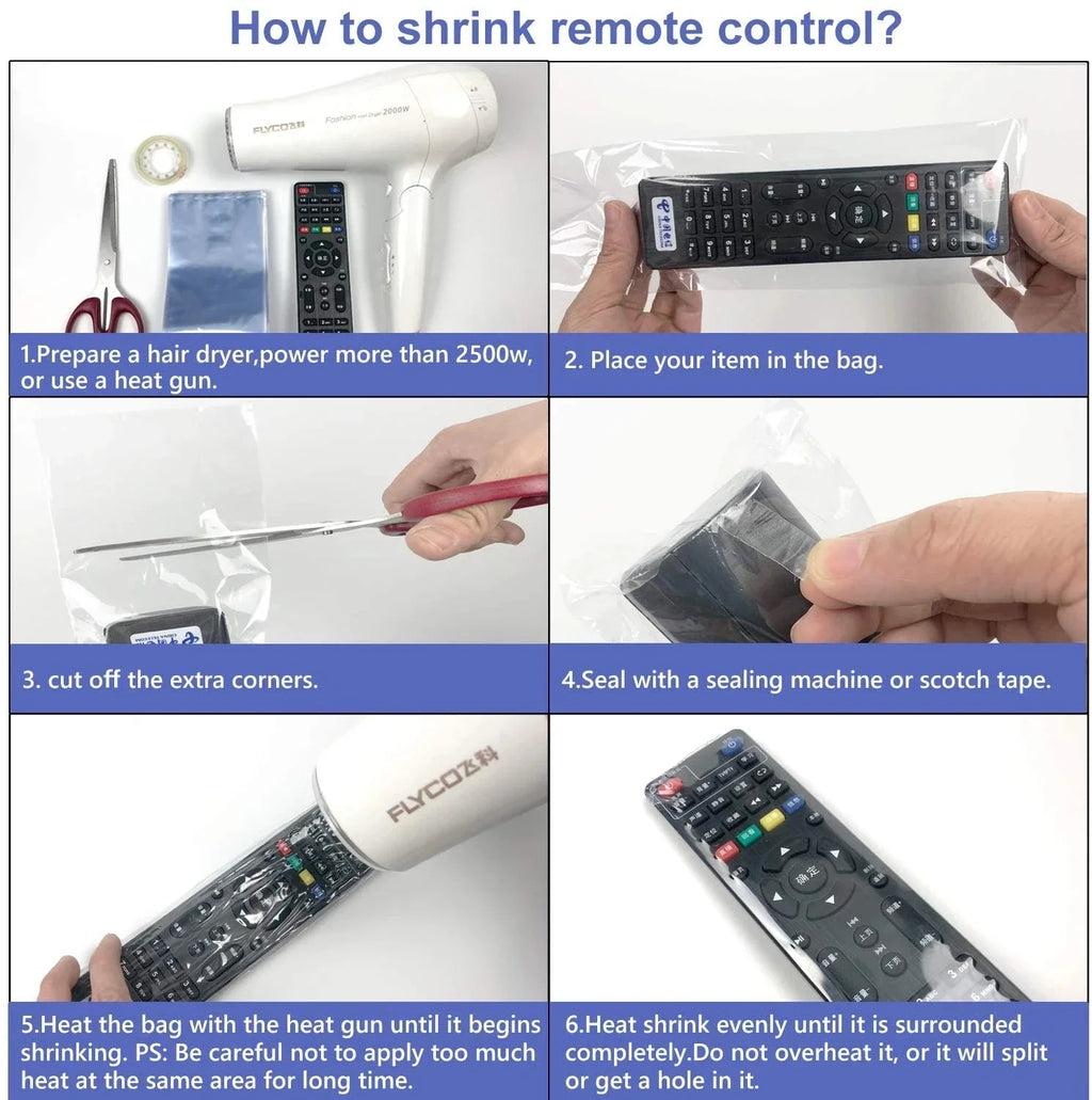 10PCS Clear Shrink Film Remote Control Covers – Universal Fit