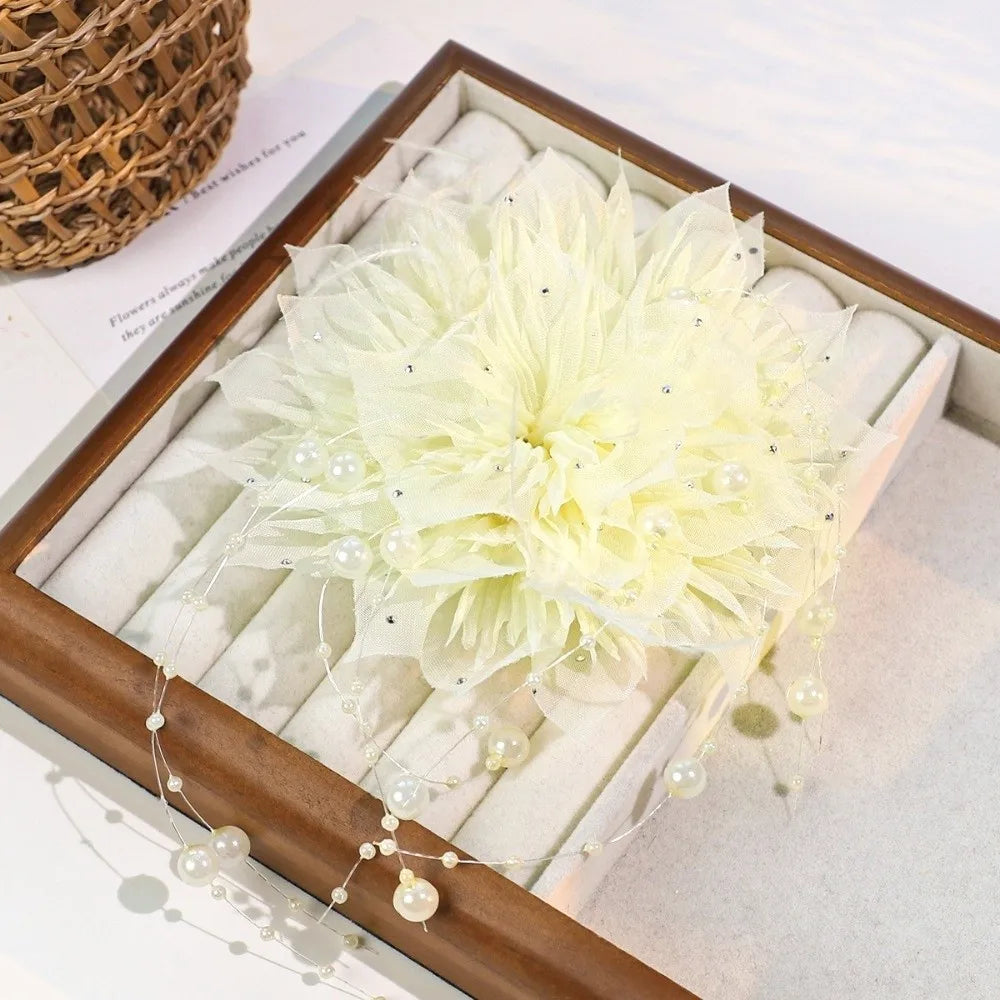 3D Organza Pearl Flower Patch – Handmade DIY Sewing Decal