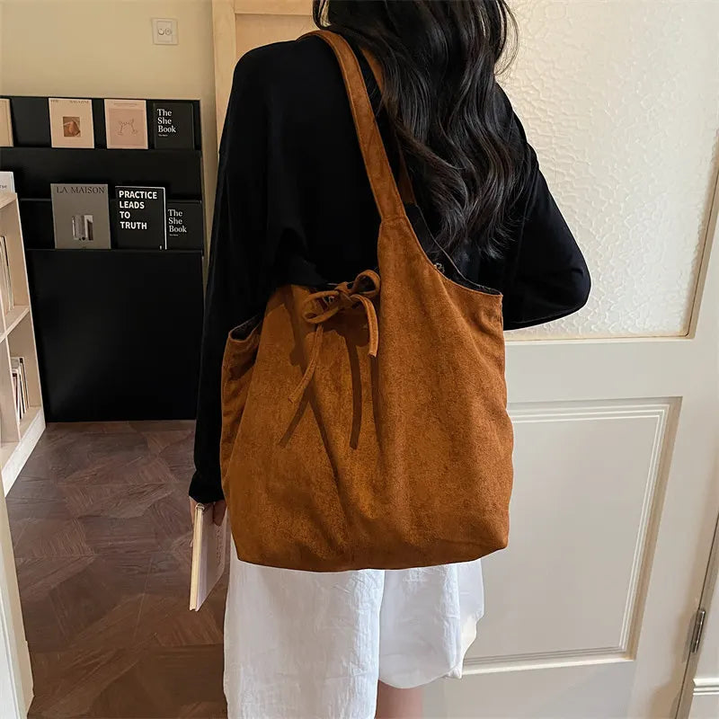 Women's Vintage Suede Shoulder Bag – Large Capacity Tote