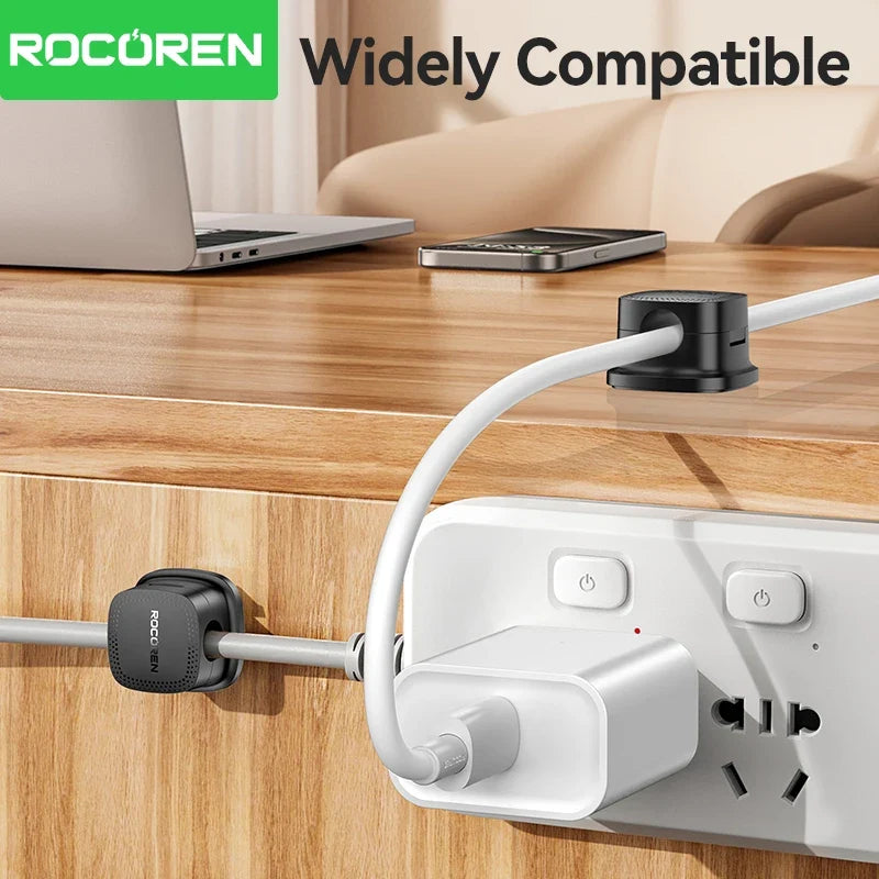 Rocoren Magnetic Cable Organizer 6PCS – Under Desk Wire Clips