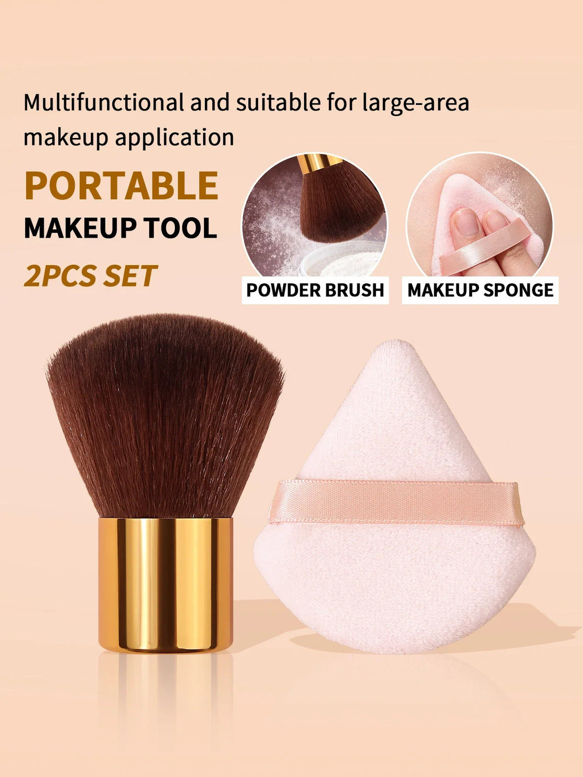 Kabuki Powder Brush & Velvet Puff Set | Foundation & Blush