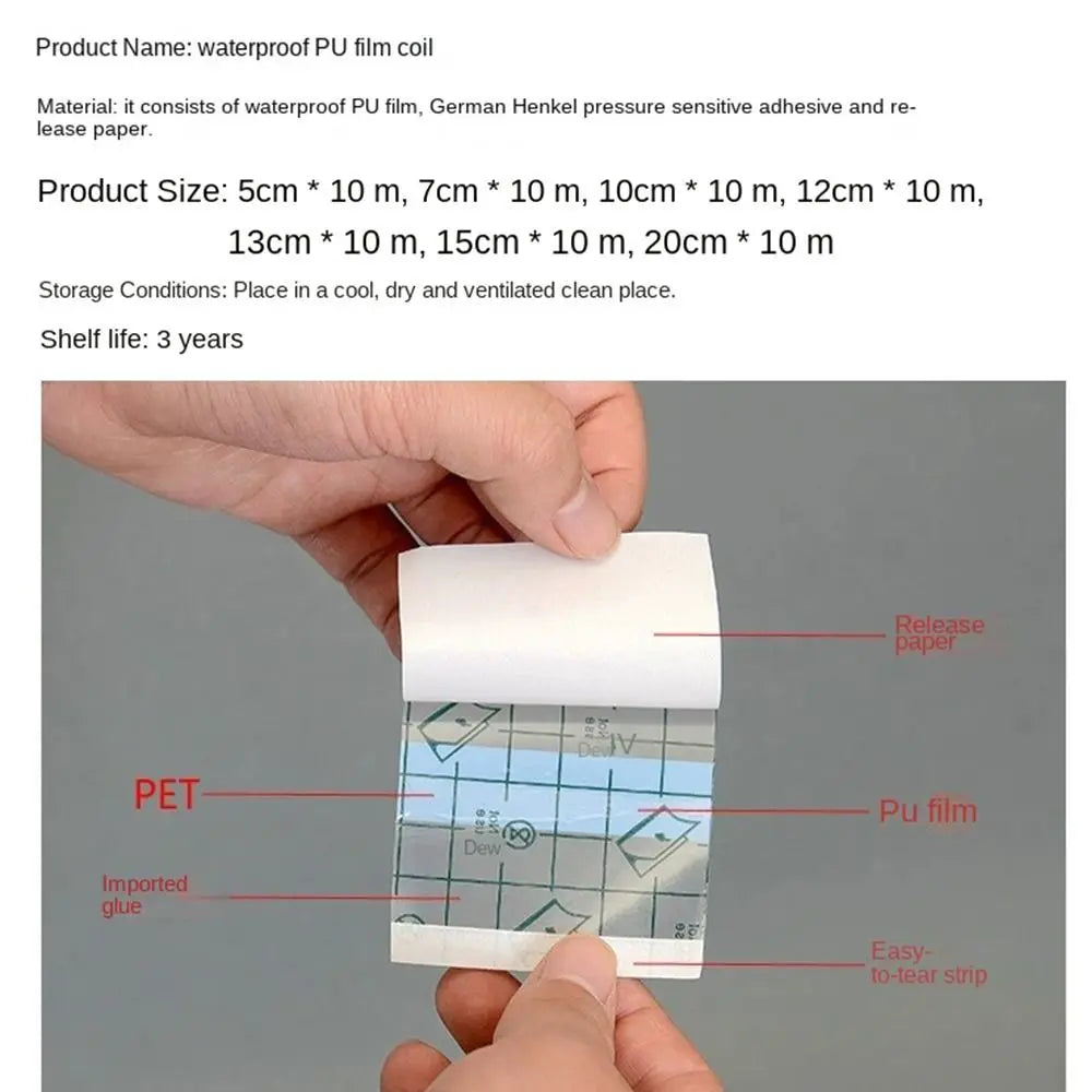 Waterproof Transparent PU Film Adhesive Bandage Tape Roll