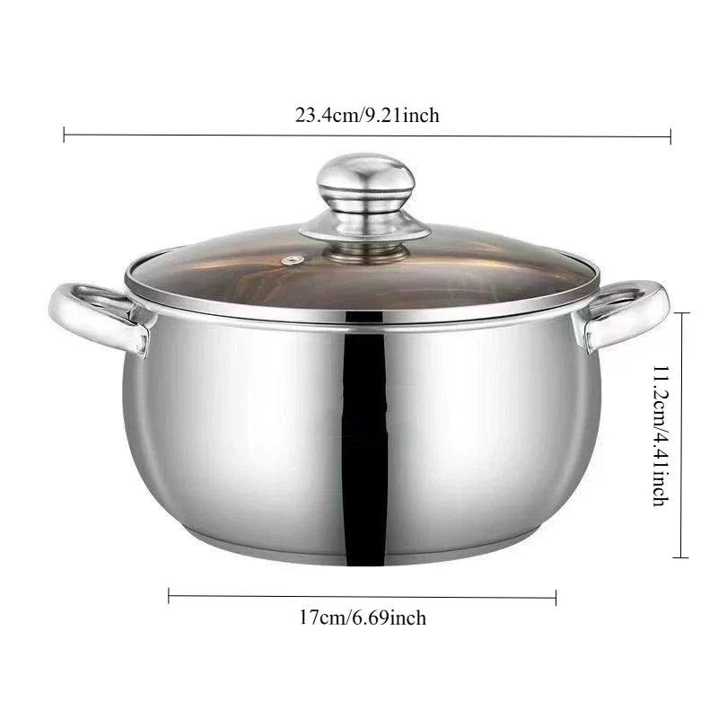 FEB.WIND 5L Stainless Steel Stock Pot with Glass Lid – Induction Safe