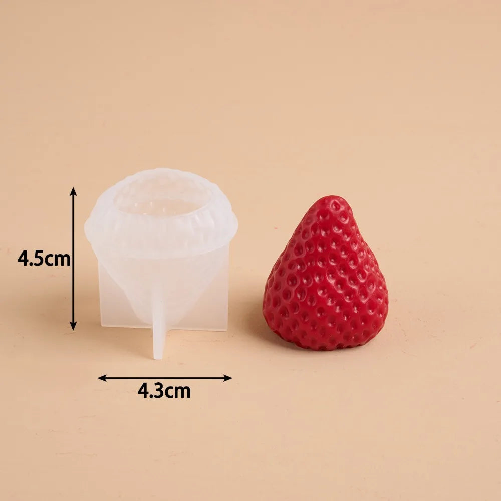 Silicone 3D Strawberry Mold – Candle Resin & Gypsum Casting