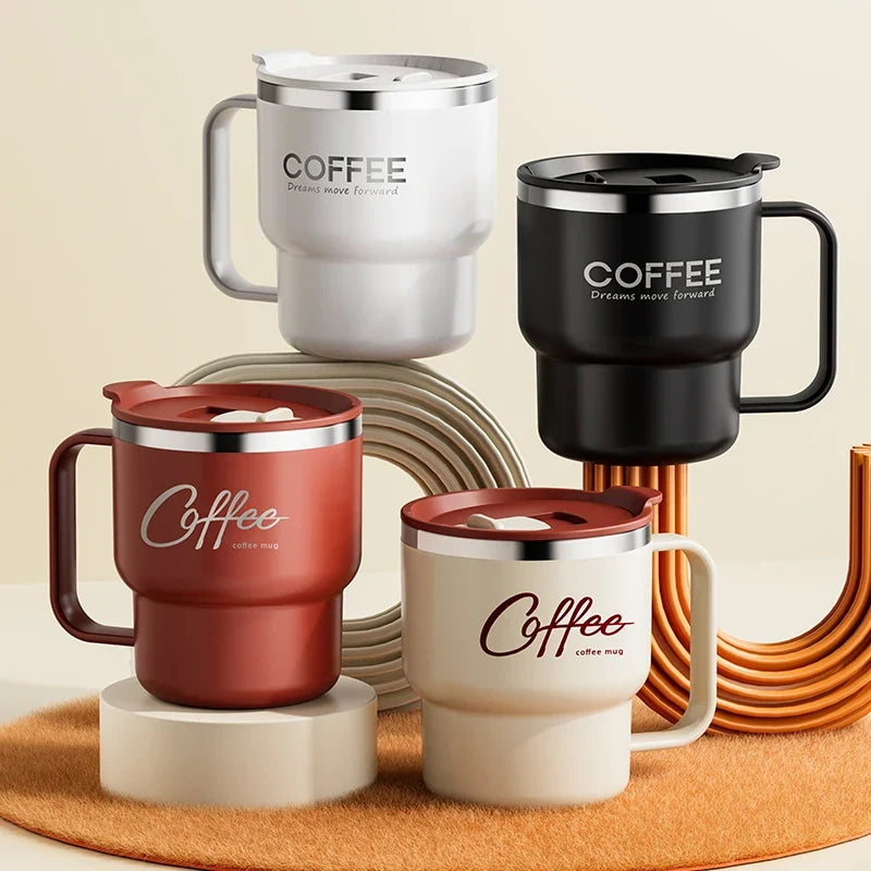 304 Stainless Steel Double Wall Insulated Coffee Mug & Handle