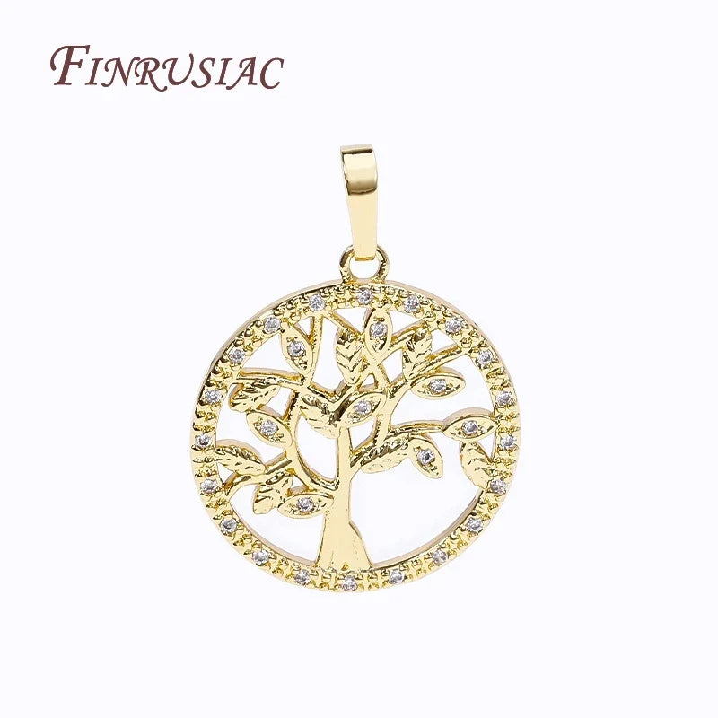 18K Gold Plated Zircon Tree Charm Pendant – DIY Jewelry Making