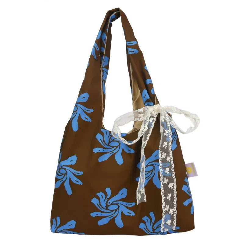 Floral Canvas Shoulder Bag | Large Capacity Women's Beach Tote