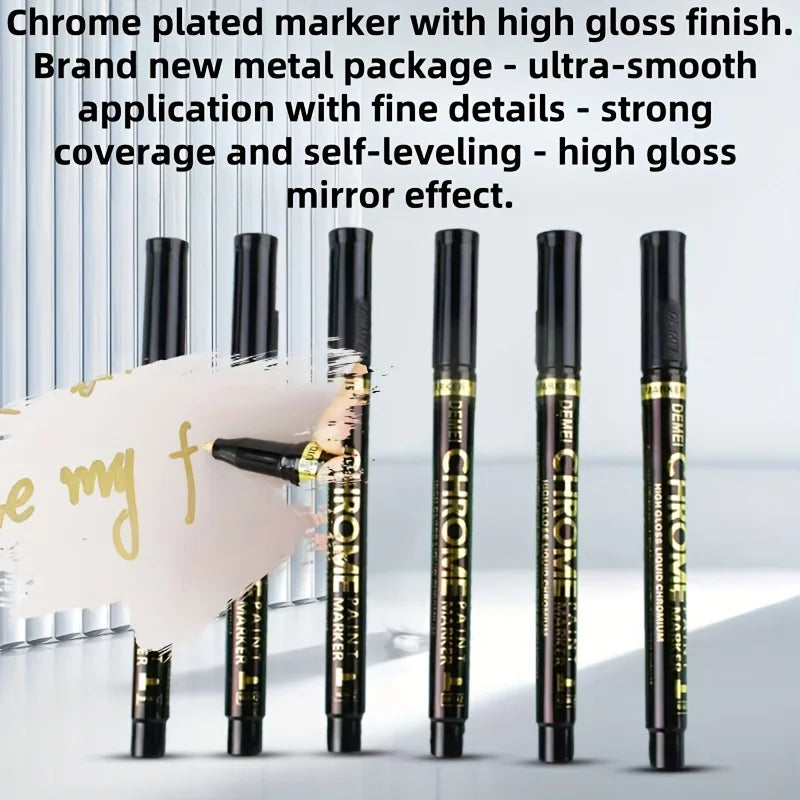 Chrome Paint Marker Pen – Metallic Gold & Silver, 2mm Nib