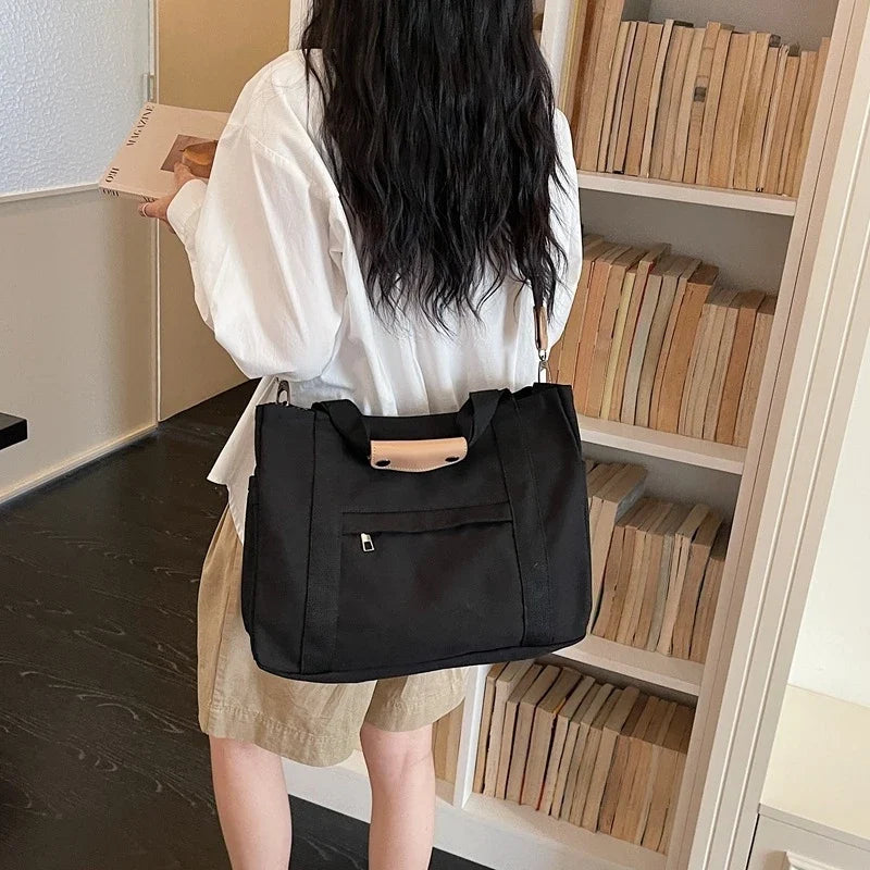 Large Canvas Tote Bag – Work, School & Travel Shoulder Bag