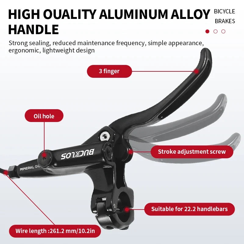 BUCKLOS 4-Piston Hydraulic Disc Brake Set – E-Bike & MTB