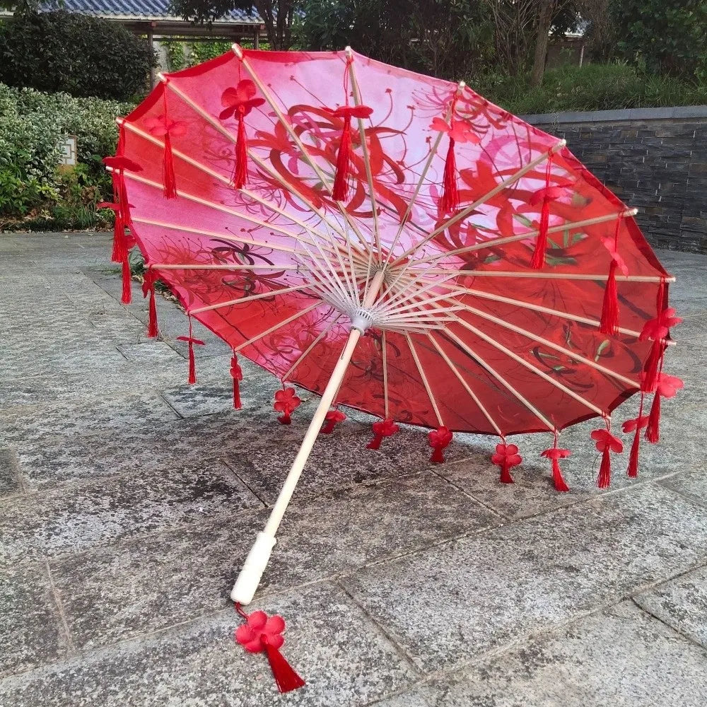Silk Parasol Umbrella 82cm – Floral Art Wedding & Dance Gift