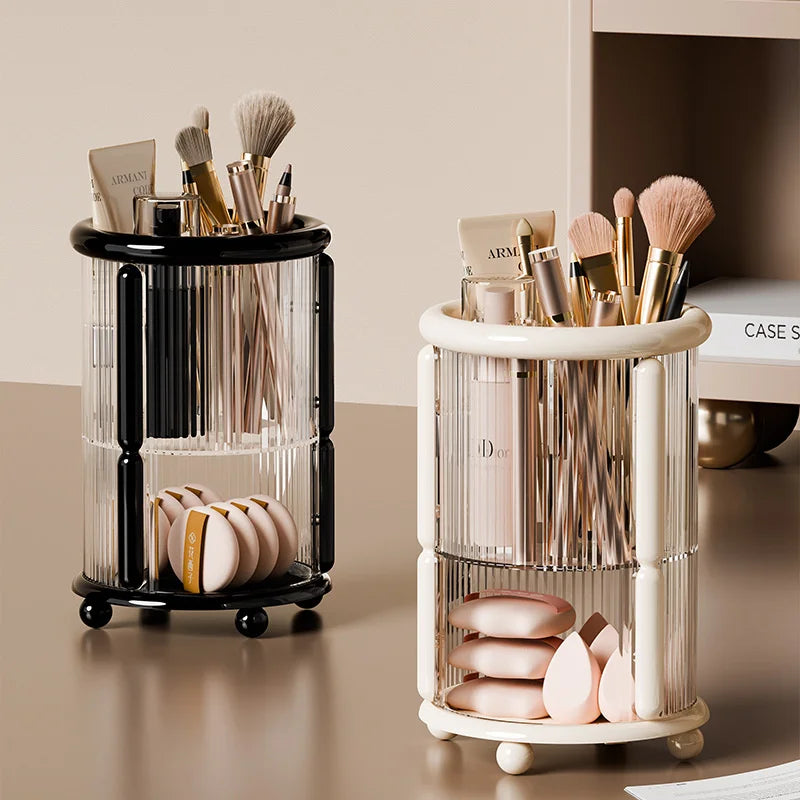 Double Layer Transparent Makeup Brush & Cosmetic Organizer
