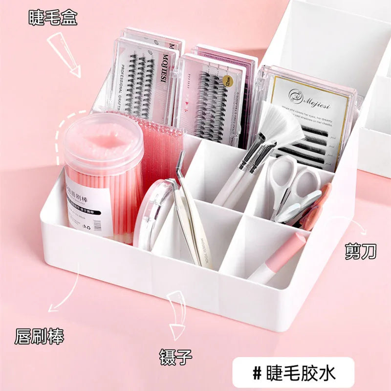 Multi-Grid Desktop Organizer | 45° Slanted Makeup & Lash Holder