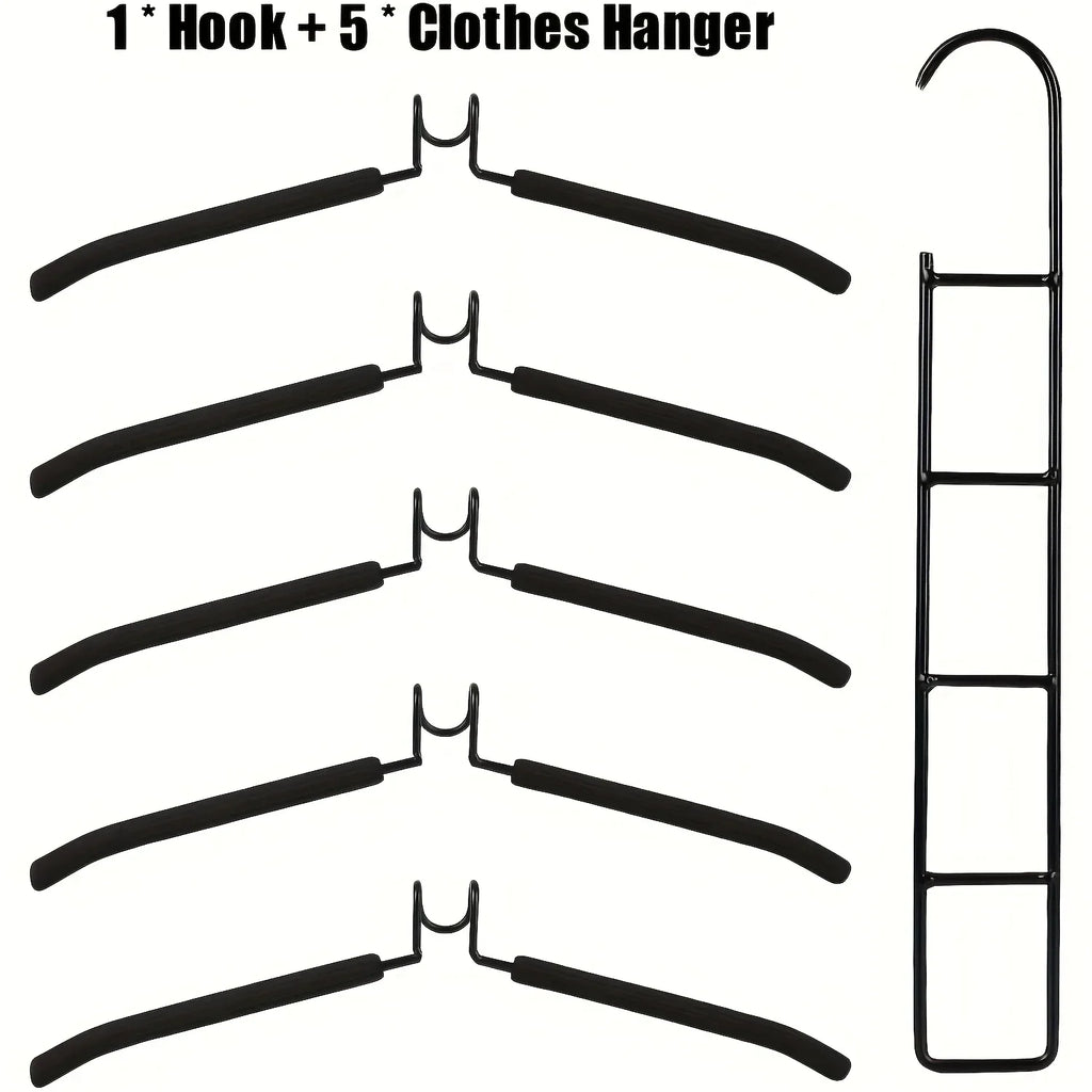 5-Pack Multi-Layer Closet Hangers with Detachable Hooks