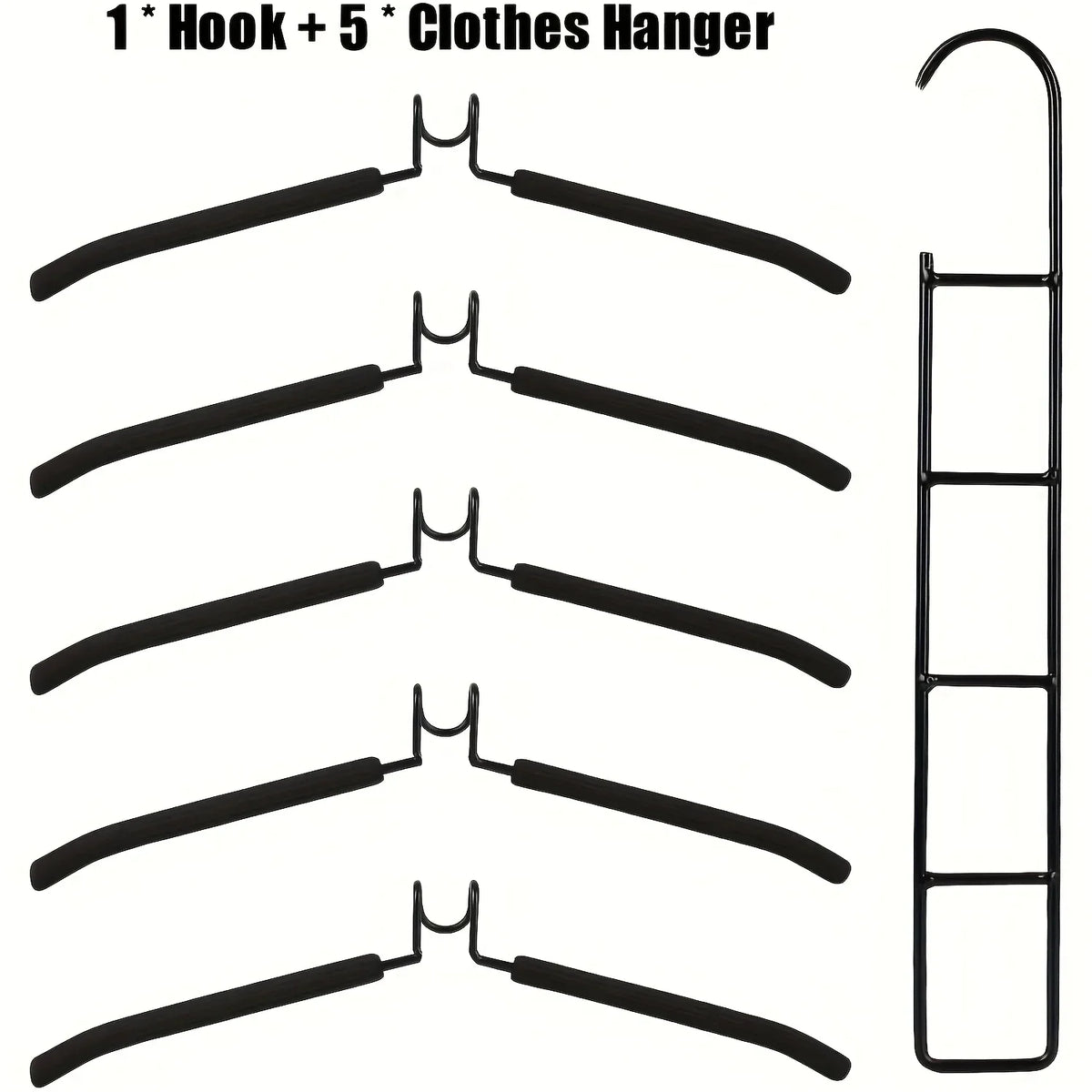 5-Pack Multi-Layer Closet Hangers with Detachable Hooks