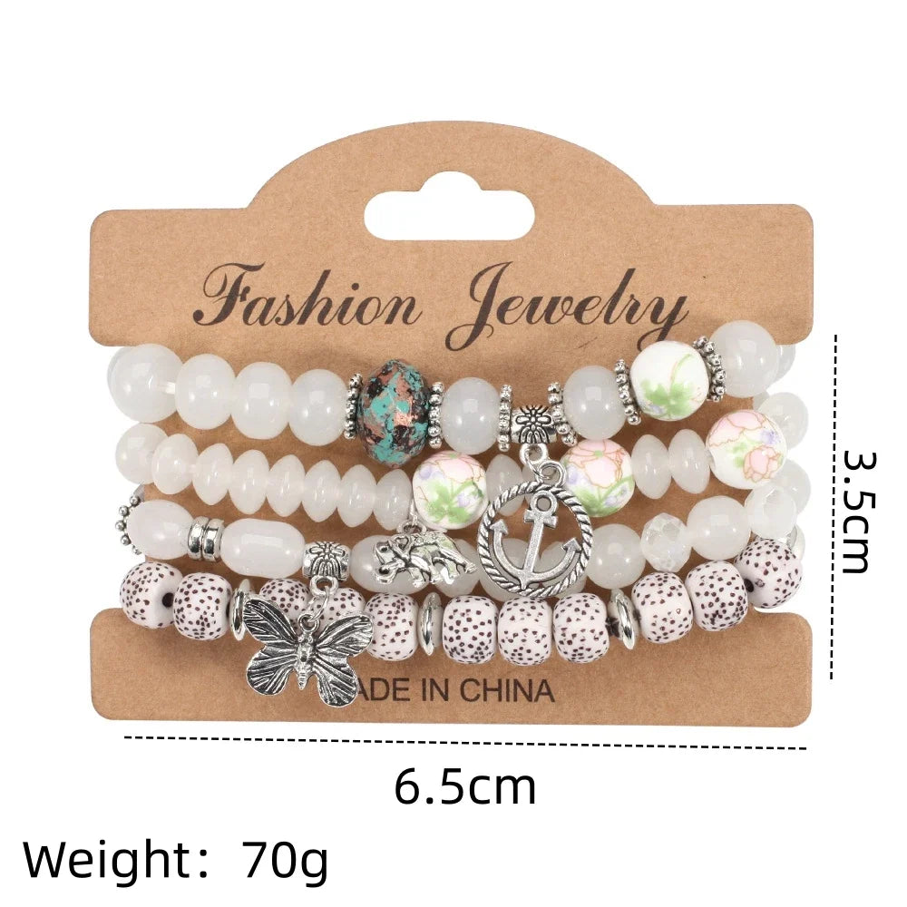 Bohemian Multi-Layer Charm Bracelet – Butterfly & Elephant