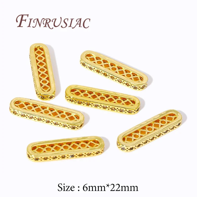 18K Gold Plated Zircon Flat Spacer Bars – DIY Jewelry Findings