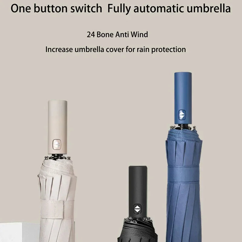 24-Bone Windproof UV Folding Umbrella – Auto Open & Close