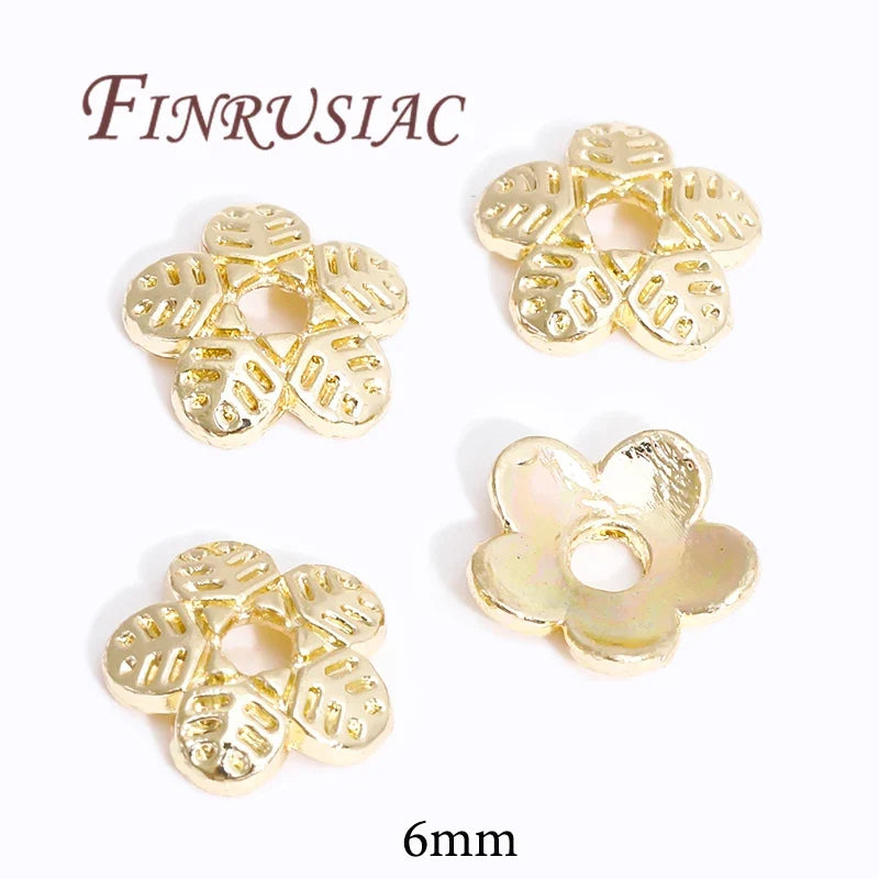 18K/14K Gold Plated Flower Bead Caps – DIY Jewelry Spacers