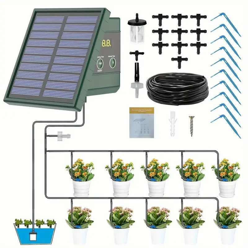 Solar Automatic Drip Irrigation System for Gardens & Raised Beds