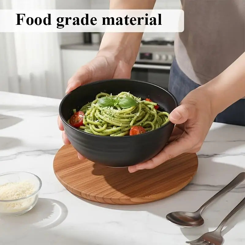 Unbreakable Black Plastic Salad Bowls 4/6/8 Pcs Microwave Safe