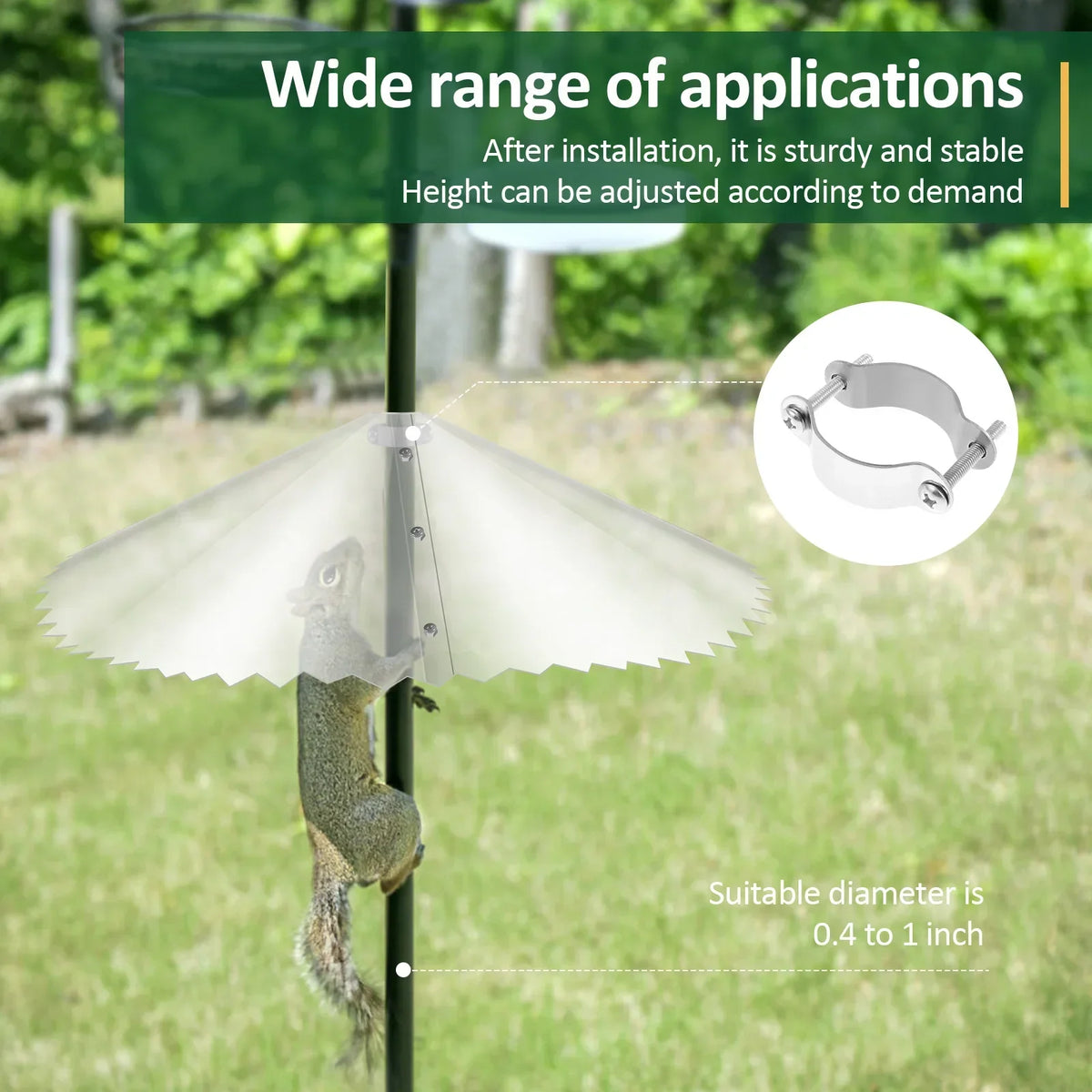 2-Pack Transparent Squirrel Baffle for Bird Feeder Poles