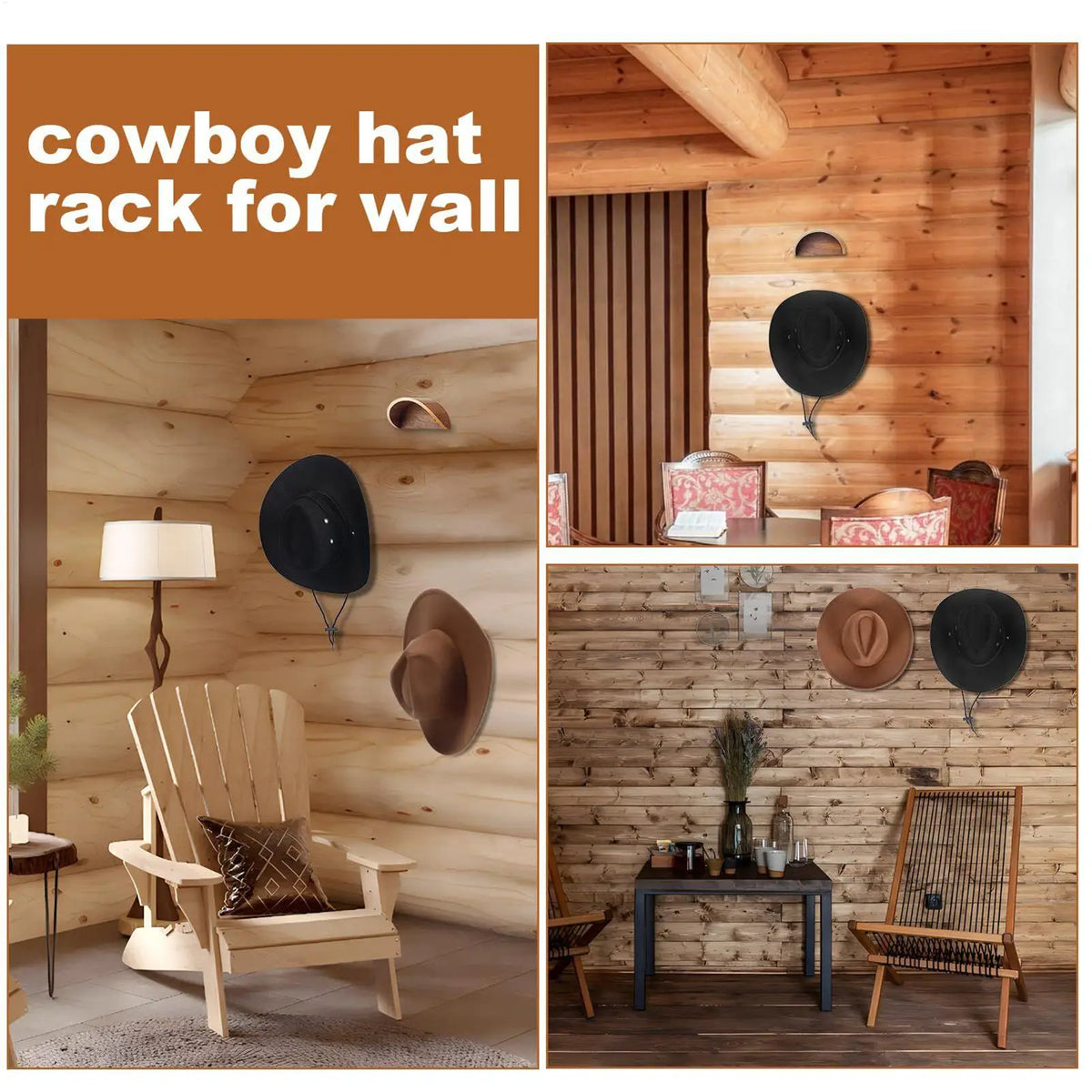Wooden Cowboy Hat Rack – Wall-Mounted Hat Hanger & Organizer