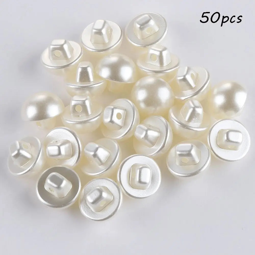 50PCS 10mm Pearl Shank Buttons for Sewing, DIY & Crafts