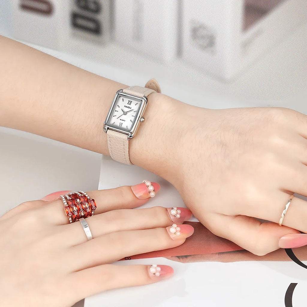 Ladies' Elegant Leather Band Quartz Watch – Casual & Fashion