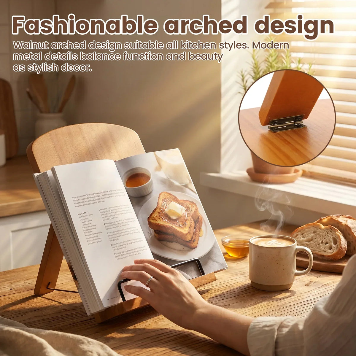Wooden Adjustable Cookbook Stand – Kitchen Recipe Book Holder