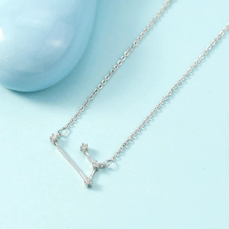 Zodiac Symbol Pendant Necklace – Minimalist Silver Collarbone