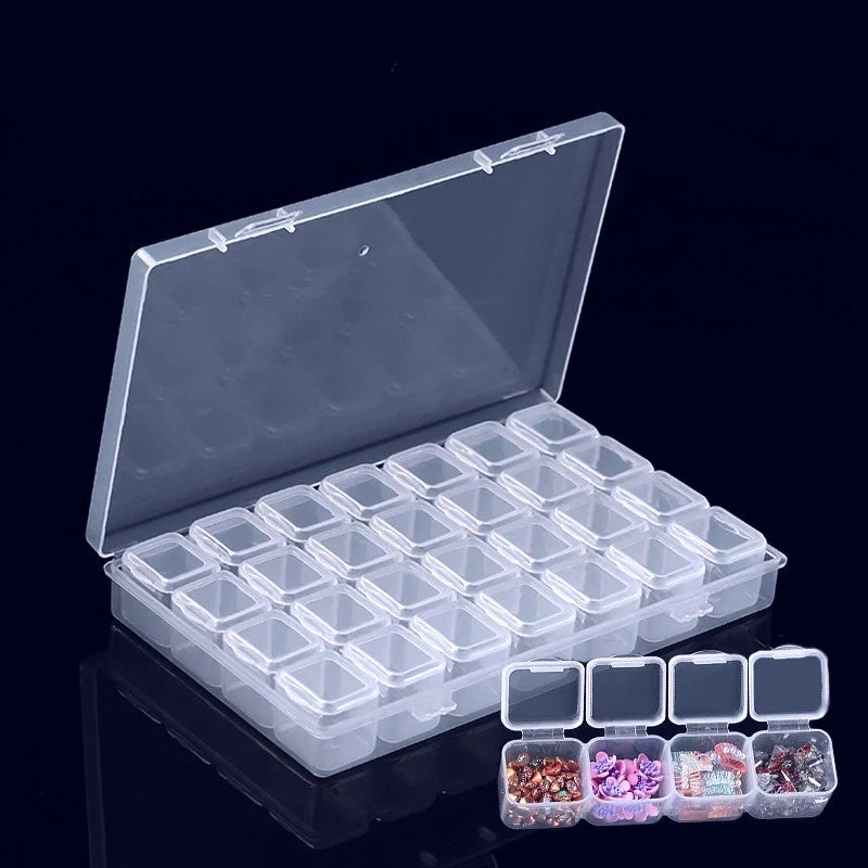28-Compartment Nail Art Organizer – Rhinestone Storage Case