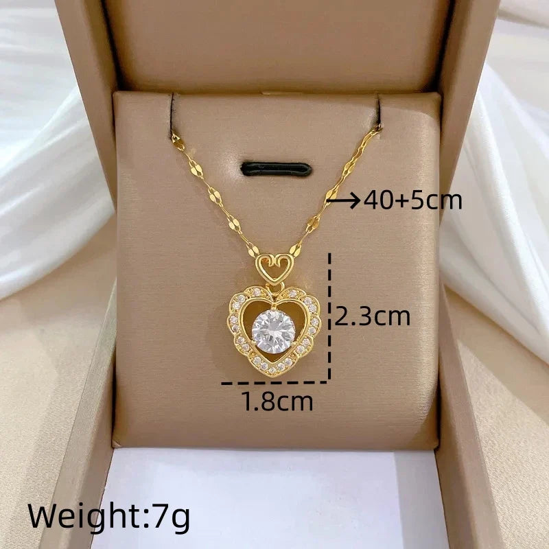 Women's Gold Heart Pendant Necklace – Stainless Steel Choker