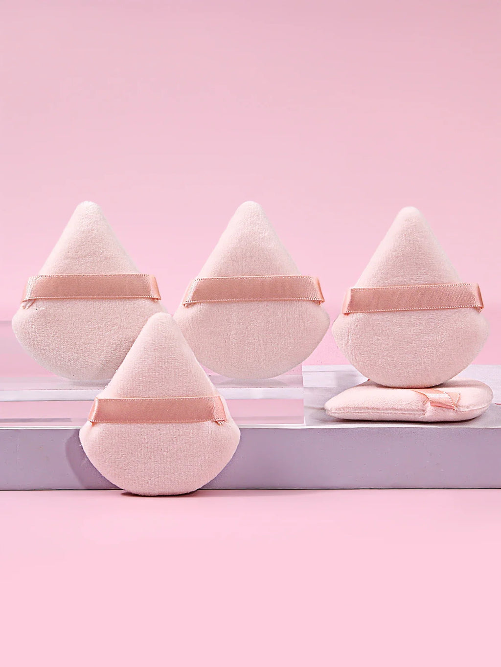5-Pack Triangle Velvet Powder Puffs – Mini Reusable Makeup Sponges