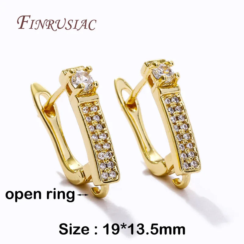 18K Gold Plated Zircon Earring Hook Clasps | DIY Jewelry Findings