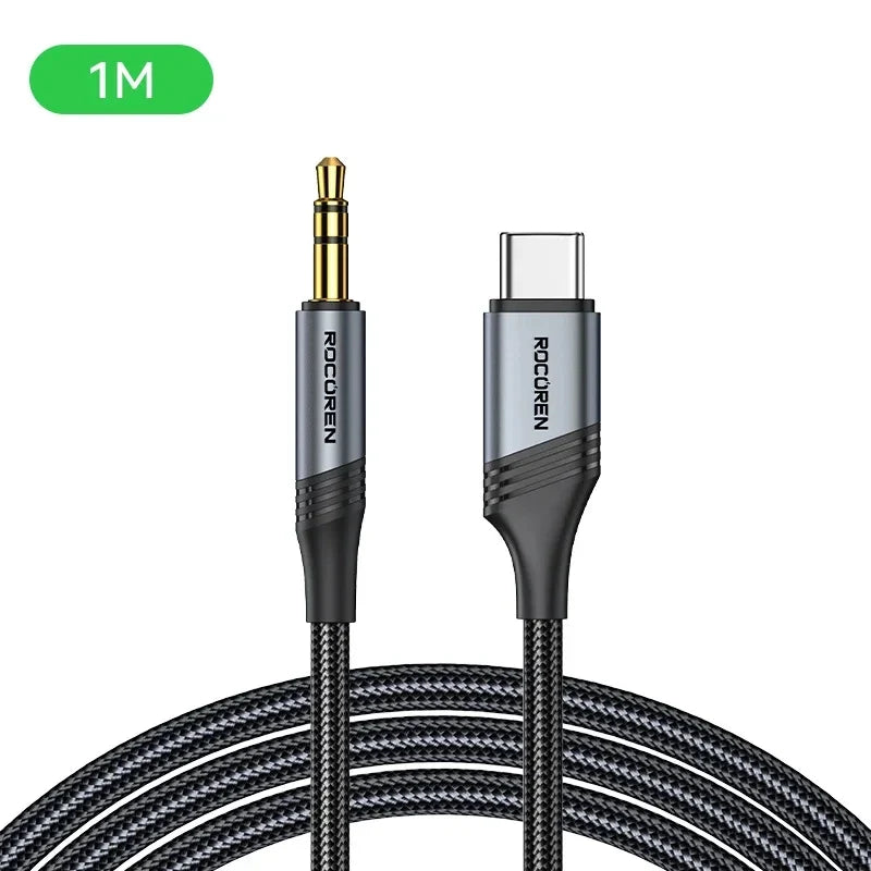 Rocoren USB-C to 3.5mm AUX Cable – Hi-Fi Gold-Plated Audio