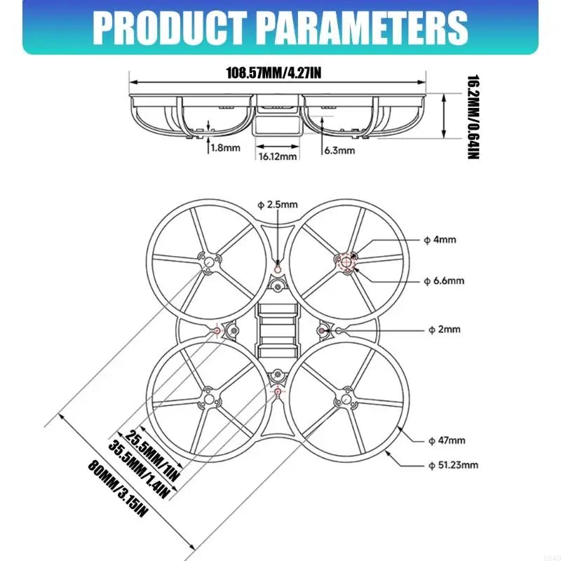 DJI 75Pro II Replacement Frame – 1-Piece PP Body 80mm