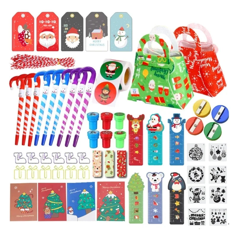 Kids Christmas Stationery Gift Set – 108–132 Pcs Pencils & More