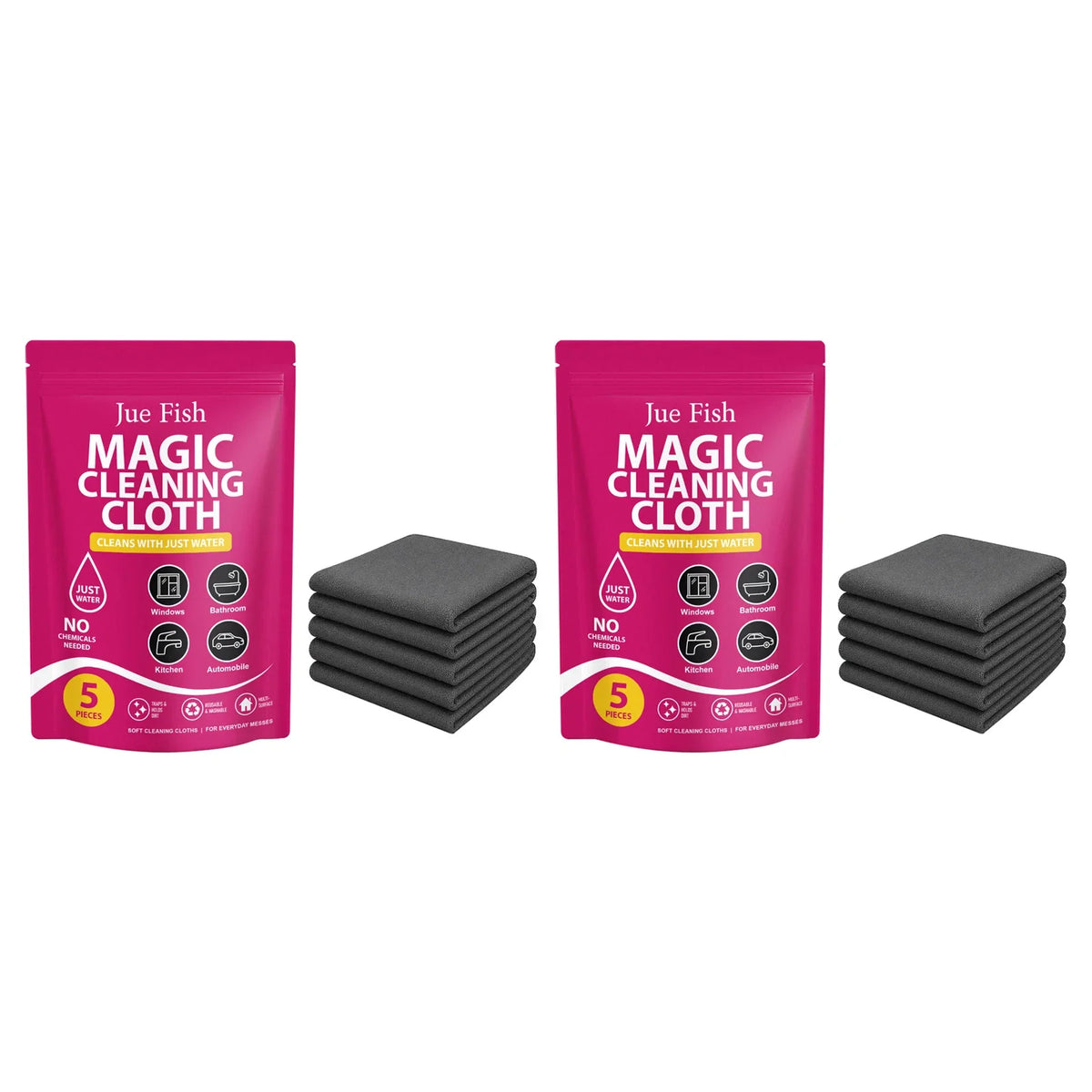 Microfiber Cleaning Cloths 5-Pack | Streak-Free, Scratch-Free