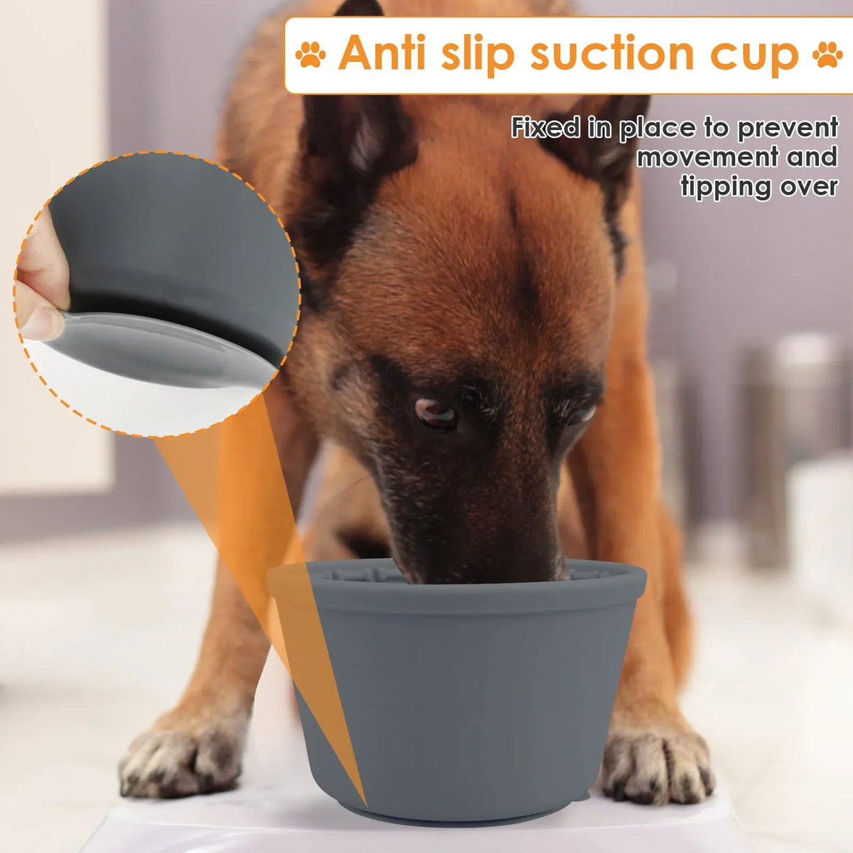 Silicone Slow Feeder Dog Bowl – Large, Anti-Skid Suction Cup
