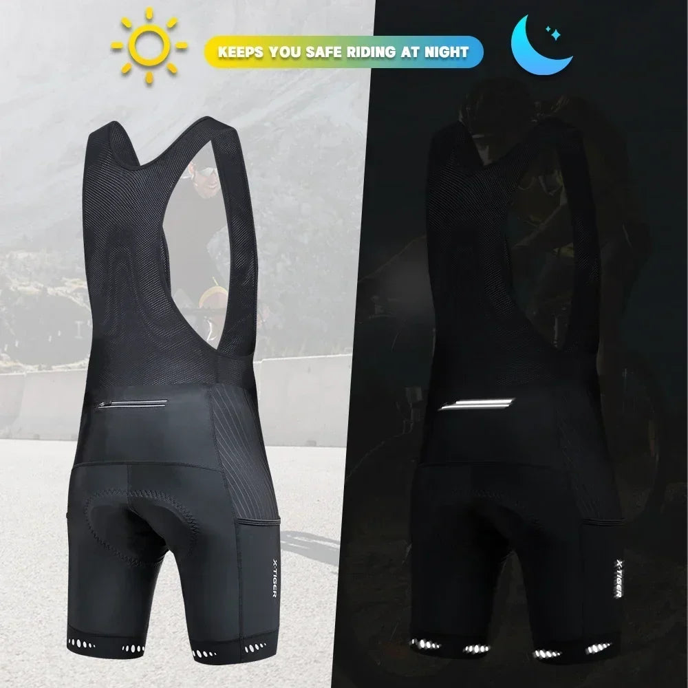X-TIGER Men's 5D Gel Padded Cycling Bib Shorts | Back Pocket