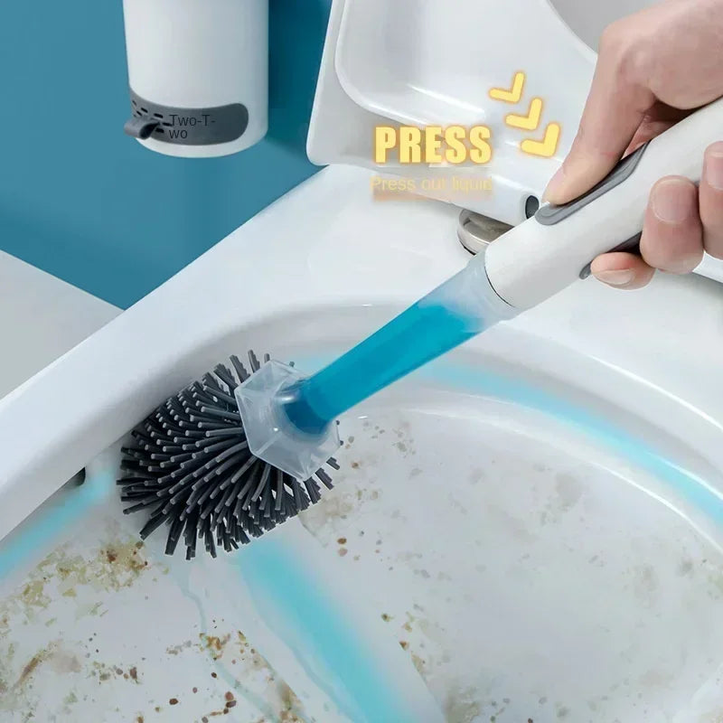 Refillable Silicone Toilet Brush Set – Wall-Mounted with Holder