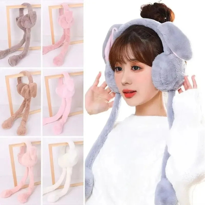Rabbit Ear Muffs Soft Plush Winter Ear Warmers for Women