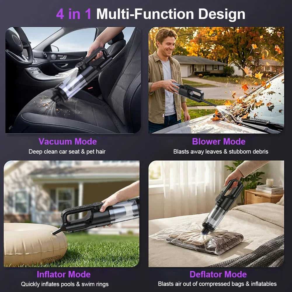 Raugee 17000Pa Cordless Handheld Car Vacuum – 4-in-1 HEPA