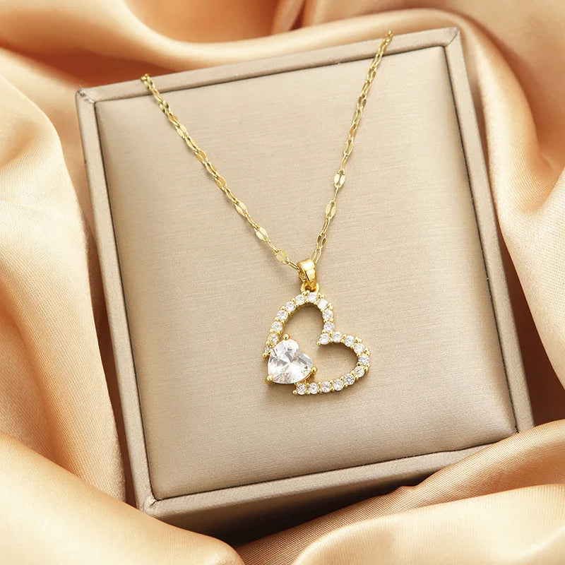 Women's Heart Pendant Clavicle Necklace – Stainless Steel