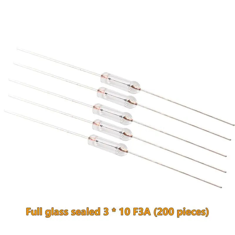 200PCS 3x10mm Axial Fast Glass Fuses 0.5A 1A 2A 3A 5A with Lead Wire