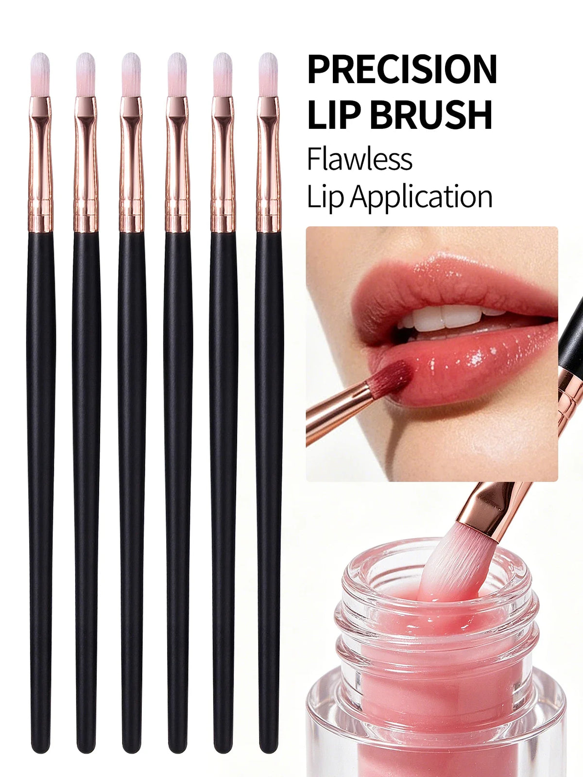 6-Piece Precision Lip Brush Set – Soft Bristle Lip Applicator