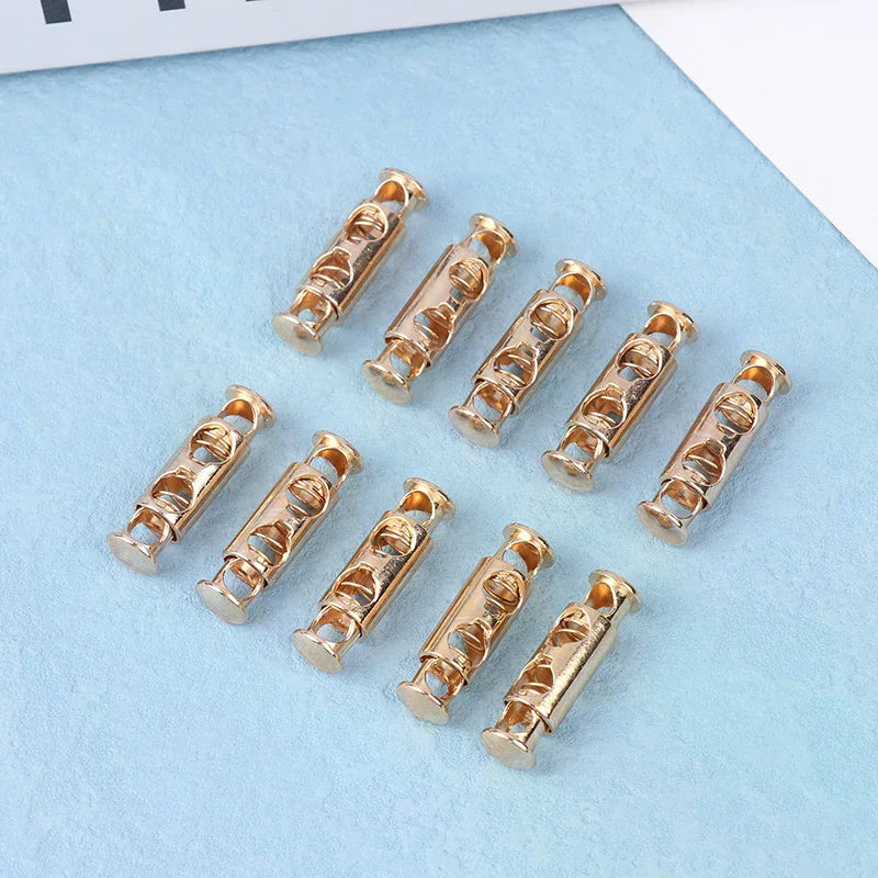 10Pcs Double Hole Metal Spring Buckles – Elastic Cord Locks